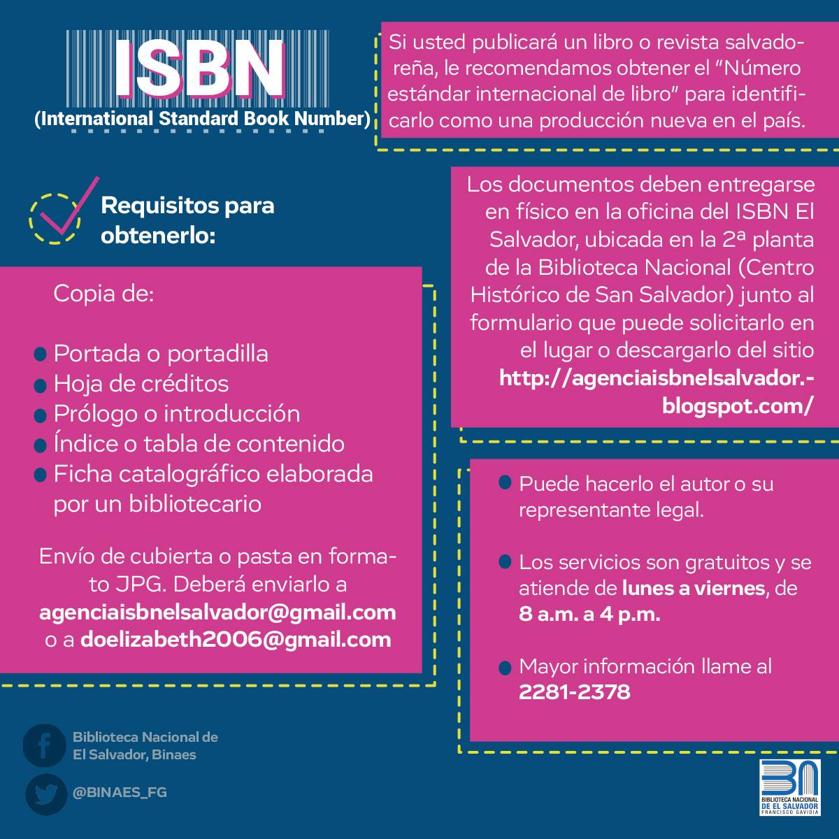 Requisitos para obtener el ISBN en El Salvador según la Biblioteca Nacional BINAES